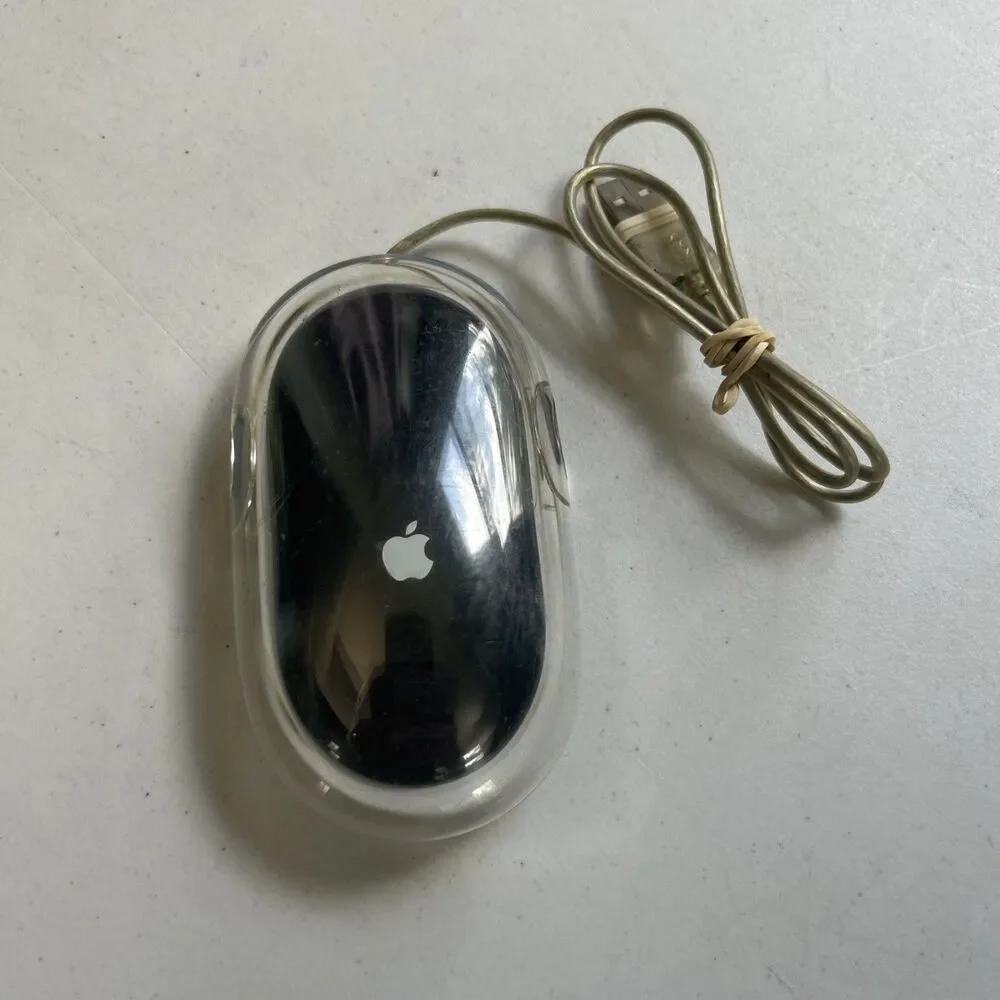 Apple Pro Mouse USB Clear Black for iMac Power G3 G4 M5769 M7697ZM/A Tested